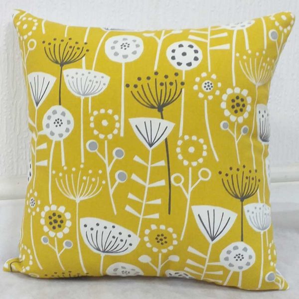 bergen yellow grey ochre patterned scatter cushions