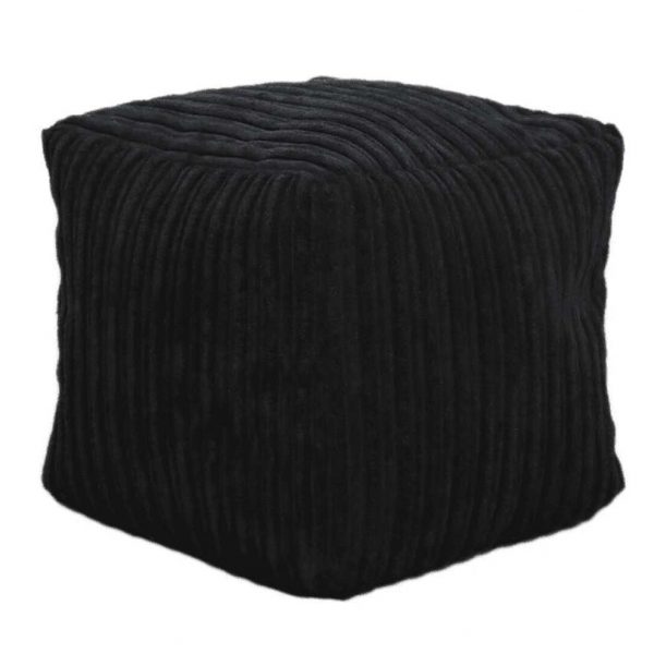 black chunky cord pouffe footstool