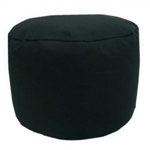 black cotton drill round footstool pouffe