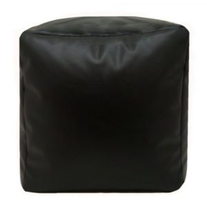black faux leather cube footstool