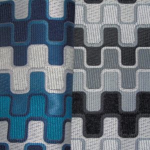blue black geometric pattern fabric to order