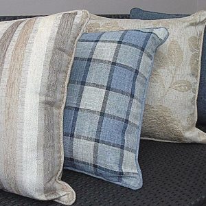 brown blue check pattern scatter cushion covers fb