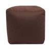 brown cotton drill cube fabric footstool pouffe