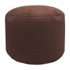 brown cotton drill round footstool pouffe