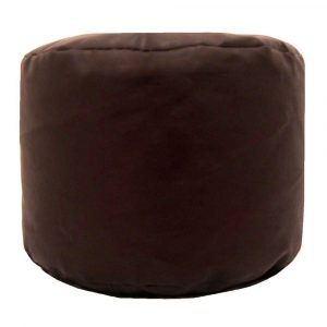 brown faux leather large round pouffe