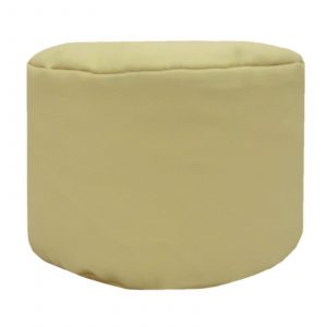 cream natural faux leather large round pouffe