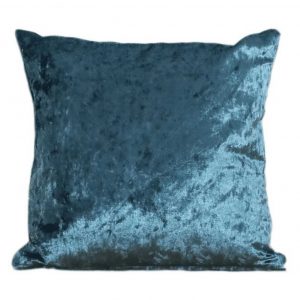 crushed velvet cushion aqua blue