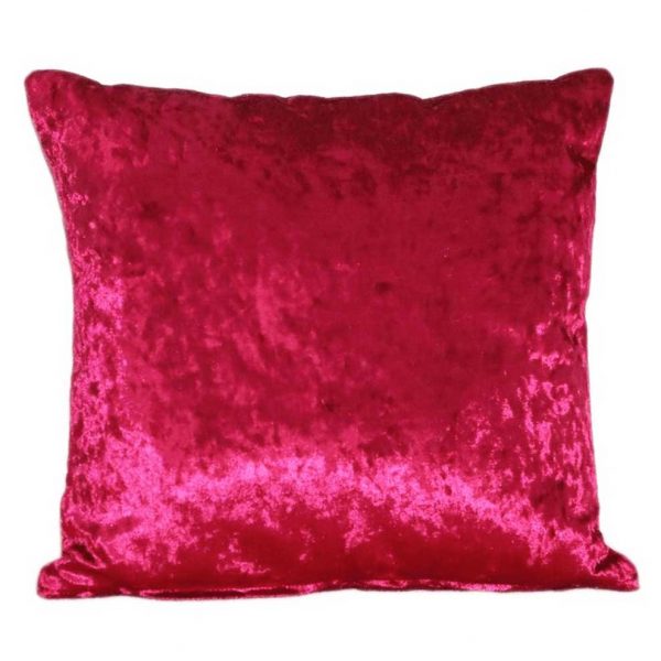 crushed velvet cushion pink