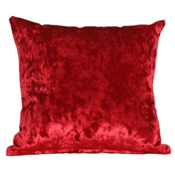 crushed velvet cushion red