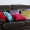 crushed velvet cushions on sofa