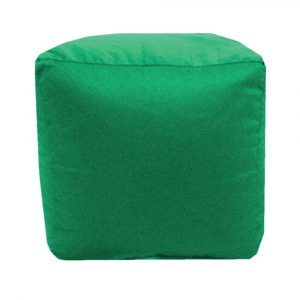 green cotton drill cube fabric footstool pouffe