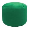 green cotton drill round footstool pouffe