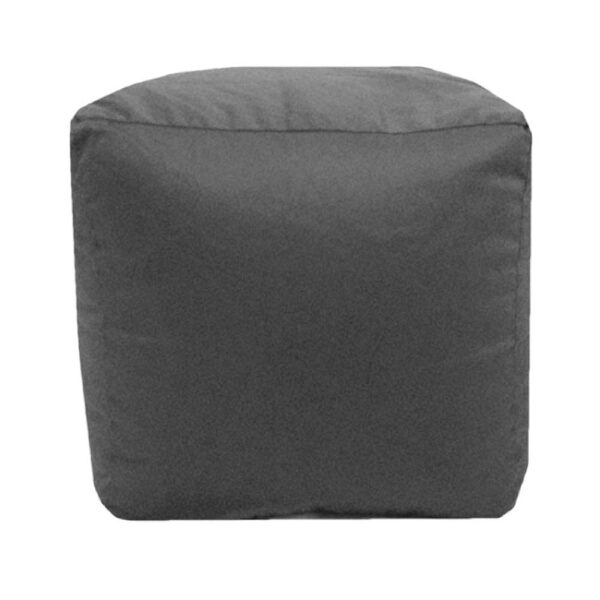grey cotton drill cube fabric footstool pouffe