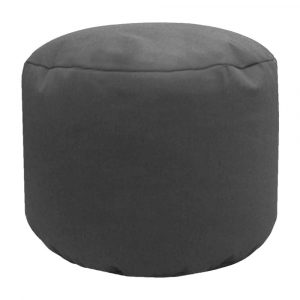grey cotton drill round footstool pouffe