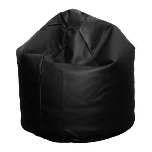 large black faux leather beanbag