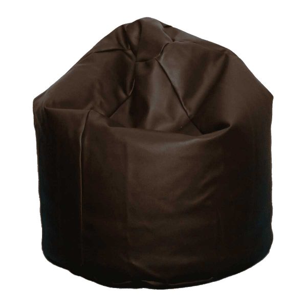 large brown faux leather beanbag