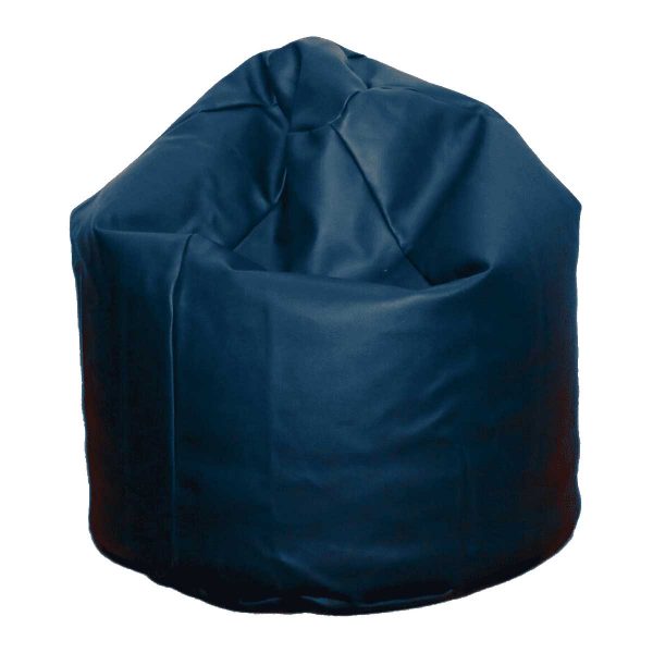 large navy blue faux leather beanbag
