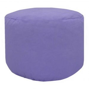 lilac cotton drill round footstool pouffe