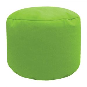 lime cotton drill round footstool pouffe