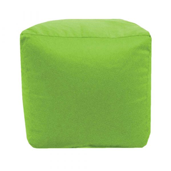 lime green cotton drill cube fabric footstool pouffe
