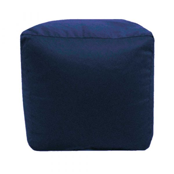 navy blue cotton drill cube fabric footstool pouffe