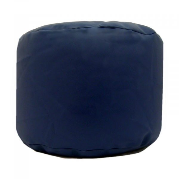 navy blue faux leather large round pouffe