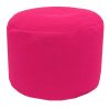 pink cotton drill round footstool pouffe