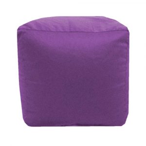 purple cotton drill cube fabric footstool pouffe