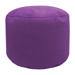 purple cotton drill round footstool pouffe