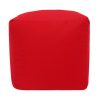 red cotton drill cube fabric footstool pouffe