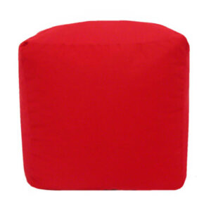 red cotton drill cube fabric footstool pouffe
