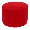 red cotton drill round footstool pouffe