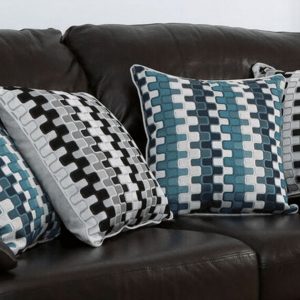 teal geometric patterned scatter cushions covers