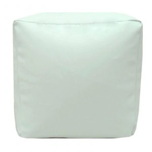 white faux leather cube footstool