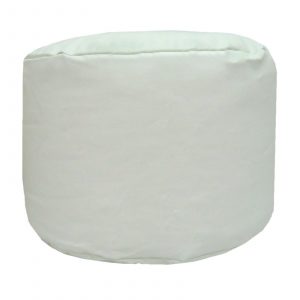 white faux leather large round pouffe