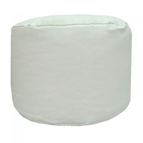 white faux leather large round pouffe